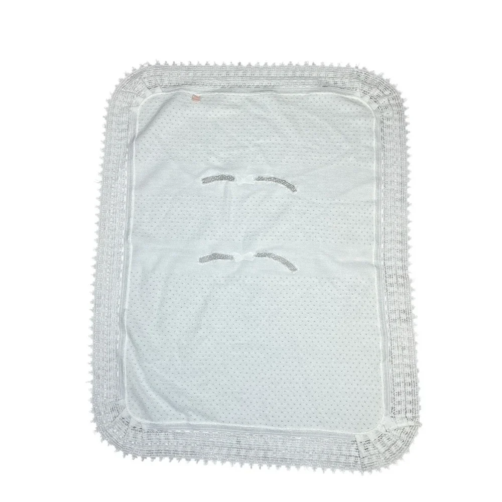 Vintage Renzo Baby Blanket‎ Lace Edged Bows Ivory Italy